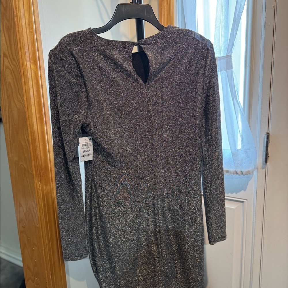 Bar III Metallic Black Long Sleeve Bodycon Dress great for a romantic dinner out